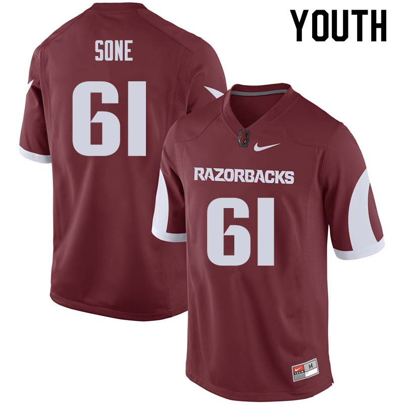Youth #61 Cooper Sone Arkansas Razorback College Football Jerseys Sale-Cardinal